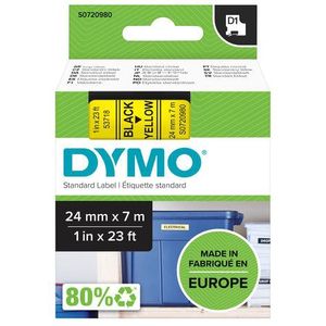 Labeltape Dymo LabelManager D1 polyester 24mm zwart op geel | 5 stuks