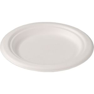 Depa Bord | rond | 1-vaks | bagasse (suikerrietpulp) | Ø15cm | wit | 50 stuks