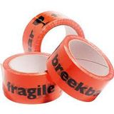 Pp acryl tape low noise 'breekbaar fragile vorsicht' 32 micron 50 mm x 66 meter | 6 stuks