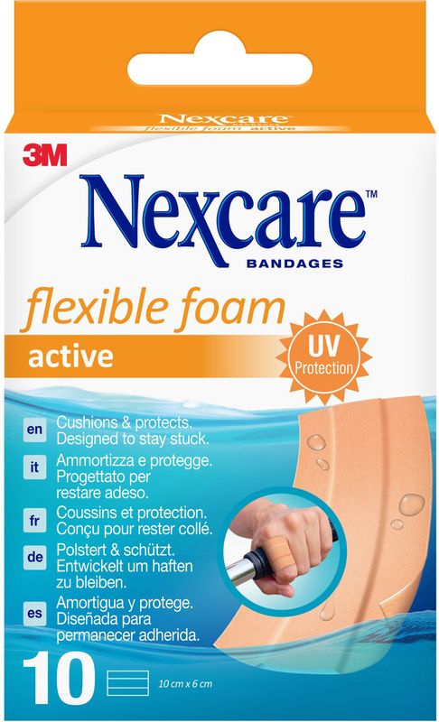 Wondpleister nexcare active flex foam 6x10cm 10st | 14 stuks