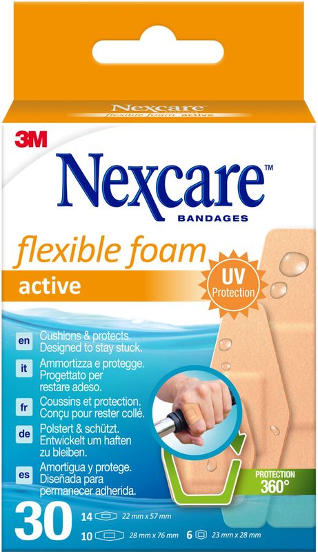 Wondpleister nexcare active flex foam 30st ass | 12 stuks