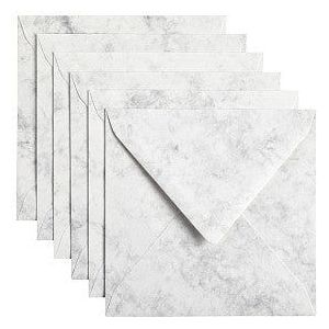 Envelop papicolor 140x140mm marble grijs | Pak a 6 stuk