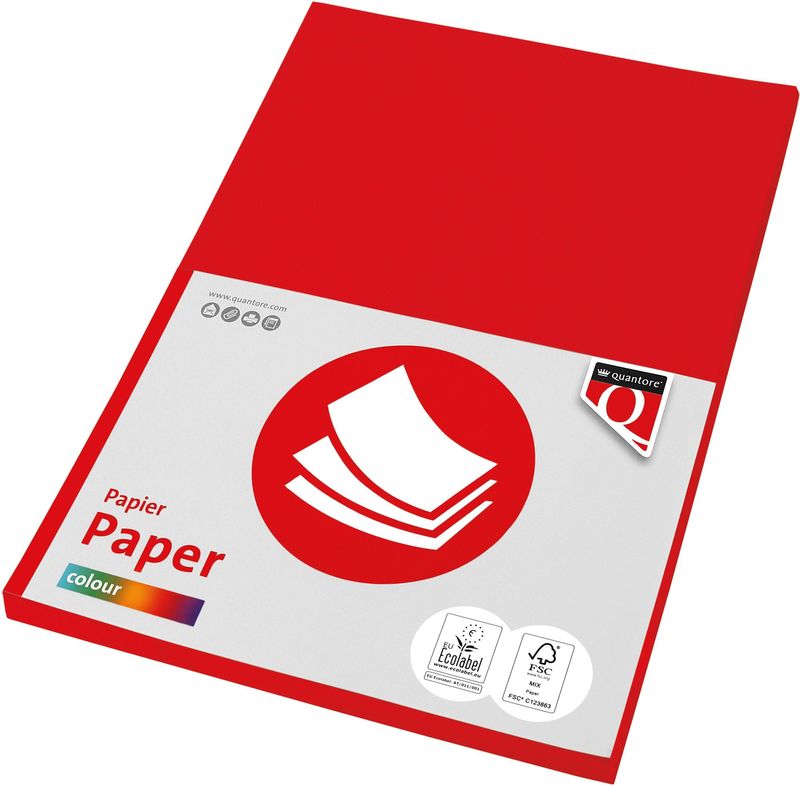 Kopieerpapier Quantore Colour A4 80gr felrood 100 vel | 10 stuks