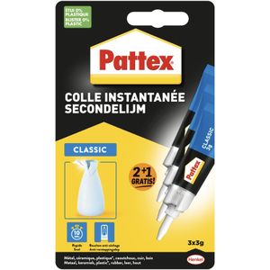 Secondelijm Pattex classic 3 gram blister 2+1 gratis | 12 stuks