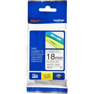 Labeltape Brother P-touch TZe-241 standaard 18mm zwart op wit | 25 stuks