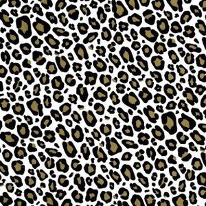 Cadeaupapier - Geschenkpapier - Leopard spots gold on white ribbed 70 cm