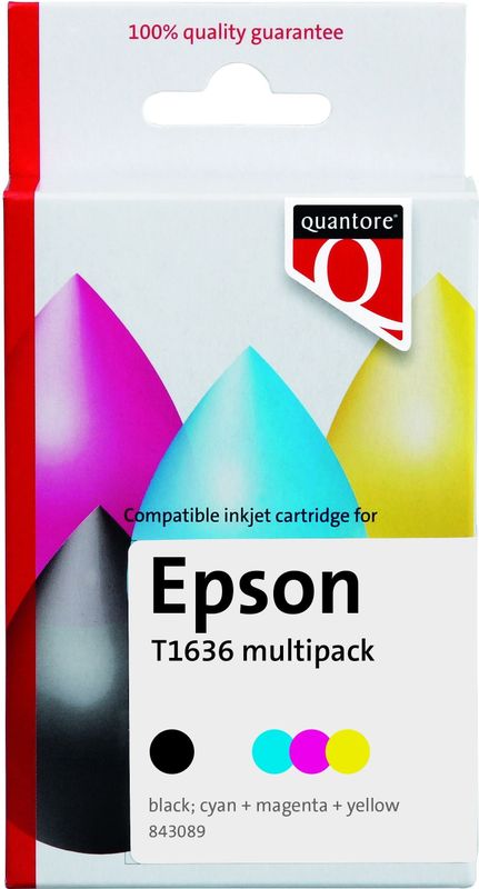 Inktcartridge Quantore alternatief tbv Epson 16XL T1636 zwart + 3 kleuren HC