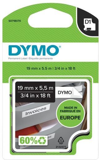 Labeltape dymo labelmanager d1 19mmx5.5m wit | 5 stuks