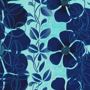 Cadeaupapier - Geschenkpapier - Big blue flowers with zilver 50 cm