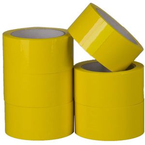Pp acryl tape low noise 28 micron 50 mm x 66 meter geel | 6 stuks