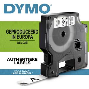 Labeltape Dymo LabelManager D1 nylon 12mm zwart op wit | 5 stuks