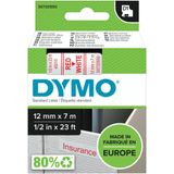 Dymo - D1 Tape - Wit met Rode Opdruk - 12mm - 7m