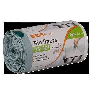 Afvalzakken met trekkoord 23 - 30 liter 43 x 76 cm wit 40 stuks