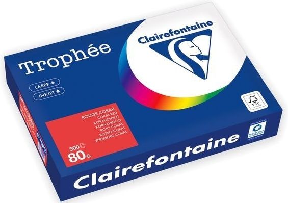 Kopieerpapier Trophée A4 80gr koraalrood 500 vel | 5 stuks