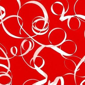 Cadeaupapier - Geschenkpapier - White ribbon on red ribbed 50 cm