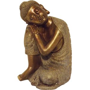 Slapende boeddha - Bronskleurig - Hoogte 37 cm - Eviro Bamboe
