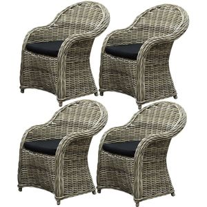 Roma dining tuinstoel naturel rotan set (4 stoelen)