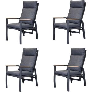 Kota dining tuinstoel verstelbaar antraciet aluminium set van 4