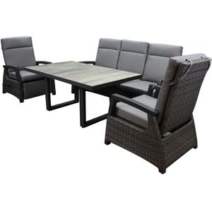 Dallas stoel bank dining loungeset 4 delig verstelbare rugleuning en voetensteun antraciet