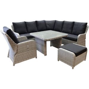 Bilbao hoek dining loungeset 6-delig wit grijs