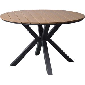 Quincy dining tuintafel aluminium 120xH75 cm rond teak blad