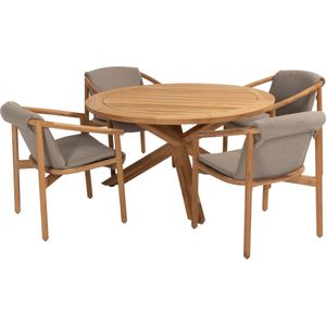 Prado Tess dining tuinset 5 delig 130 cm rond teak 4 Seasons Outdoor