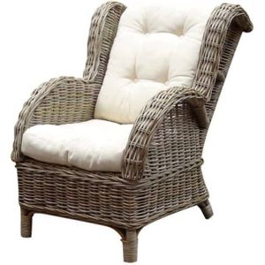 Naturel - Relax Lounge Tuinstoel - Wit - Rotan - Inclusief Kussens