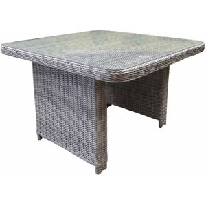 Bilbao - Lounge-Diningtafel - Wit-Grijs - Kunststof Vlechtwerk - Aluminium Frame