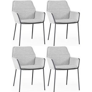 Punta dining tuinstoel soft grey mixed weave camel sand SUNS set van 4