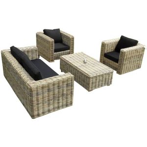 Nissah - 3 Zits Stoel-Bank Loungeset - Naturel - Rotan