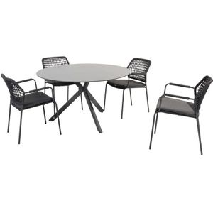 Barista Locarno dining tuinset 130 cm rond 5 delig HPL latte Taste 4SO
