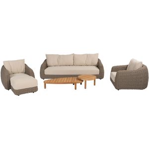 Maxime stoel bank loungeset 6 delig teak rope terre 4 Seasons Outdoor