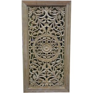 Bangkok wandpaneel houtsnijwerk teak naturel 100x50x3 cm