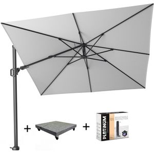 Challenger T2 zweefparasol 300x300 cm wit met 90KG voet en hoes