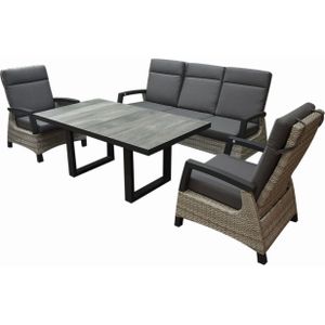 Dallas stoel bank dining loungeset 4 delig verstelbaar grijs