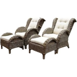 Naturel - Lounge Balkonset - 4-Delig - Rotan - Wit