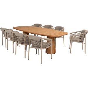 Capri Allora dining tuinset 280x110xH75 cm 9 delig teak latte 4 Seasons Outdoor