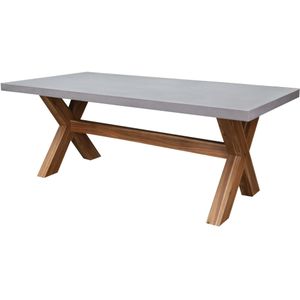 AVH-Collectie - Norwich - Tuintafel - Betonlook - Polystone - Hardhouten Onderstel