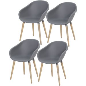 Set van 4 Swan dining kuipstoel grijs kunststof