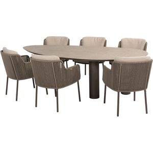 Arizona Bernini dining tuinset 240x130xH75 cm 7-delig keramiek terre 4 Seasons Outdoor