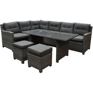 Valencia dining hoek loungeset 5-delig links antraciet wicker