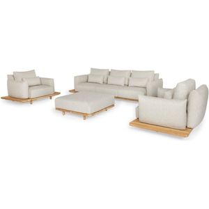 Bora stoel bank loungeset 4 delig naturel gravel SUNS