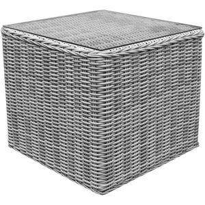 AVH-Collectie - Bijzettafel - Grijs - Wicker - Geharde Glasplaat