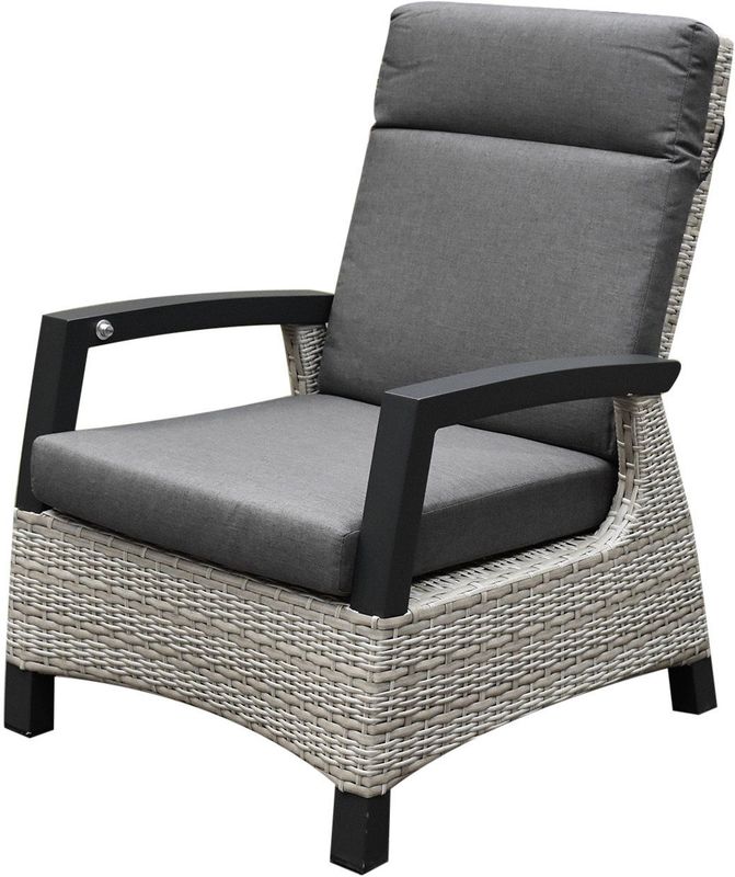 AVH-Collectie - Dallas - Loungestoel - Grijs - Kunststof Vlechtwerk - Gepoeerdercoat Aluminium Frame
