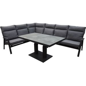 Pacific hoek dining loungeset 5 delig aluminium verstelbaar antraciet