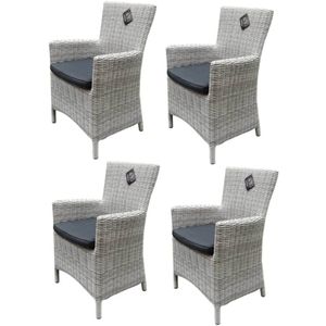 AVH-Outdoor - Capri Tuinstoel - Wit Grijs - Wicker - Set van 4