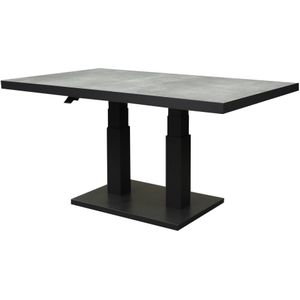 Pacific lounge-diningtafel 140x85xH49-72 cm in  hoogte verstelbaar aluminium antraciet ceramic blad