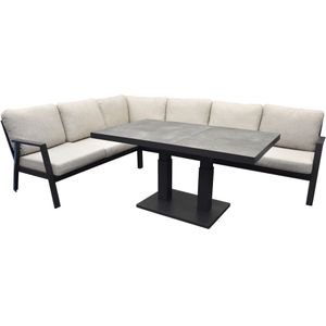 Barolo hoek dining loungeset 4 delig aluminium verstelbare tafel antraciet