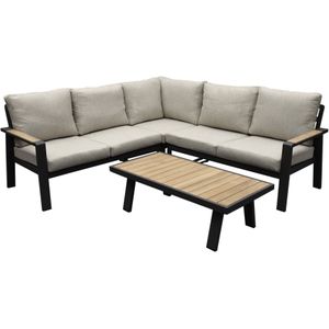Lola hoek loungeset 4-delig aluminium antraciet