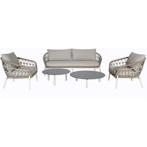 Montreal stoel bank loungeset 5 delig taupe rope